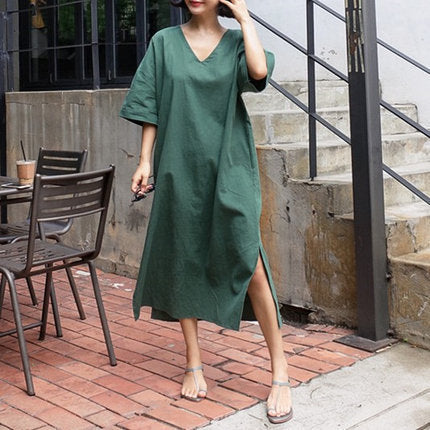 Simple Design Linen Women Cozy Dresses-Dresses-JEWELRYSHEOWN
