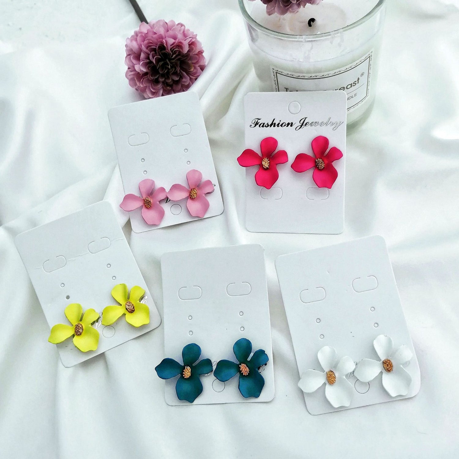 Fashion Flowers Design Candy Colar Women Earrings 2pcs/Set-Earrings-JEWELRYSHEOWN