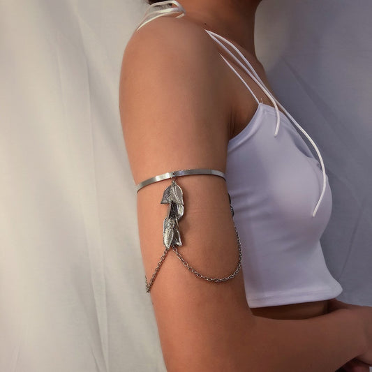 Fashion U Shape Leaf Designed Adjustable Arm Chains-Necklaces-JEWELRYSHEOWN