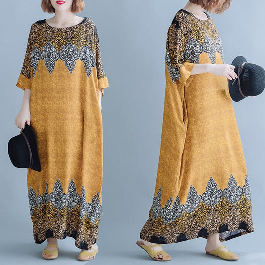 Vintage Cozy Plus Sizes Long Maxi Dresses-Dresses-JEWELRYSHEOWN