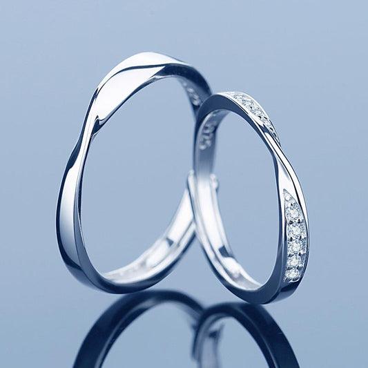 Mobius Design His and Hers Sliver Couple Rings-Rings-JEWELRYSHEOWN