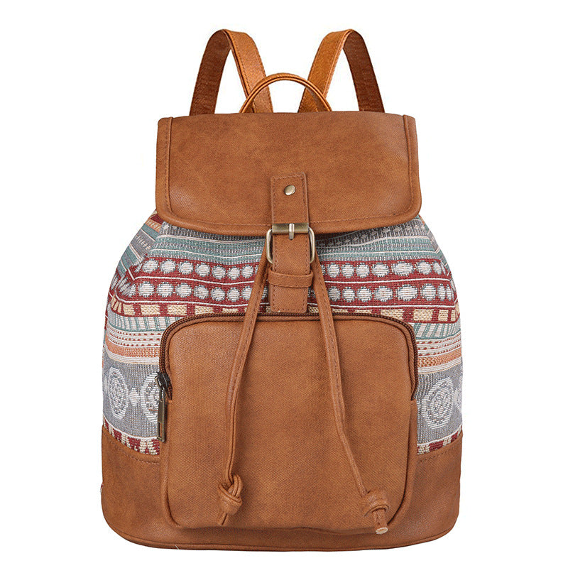 Casual Bohemian Canvas Backpacks for Girls B520-Backpacks-Orange-Free Shipping Leatheretro