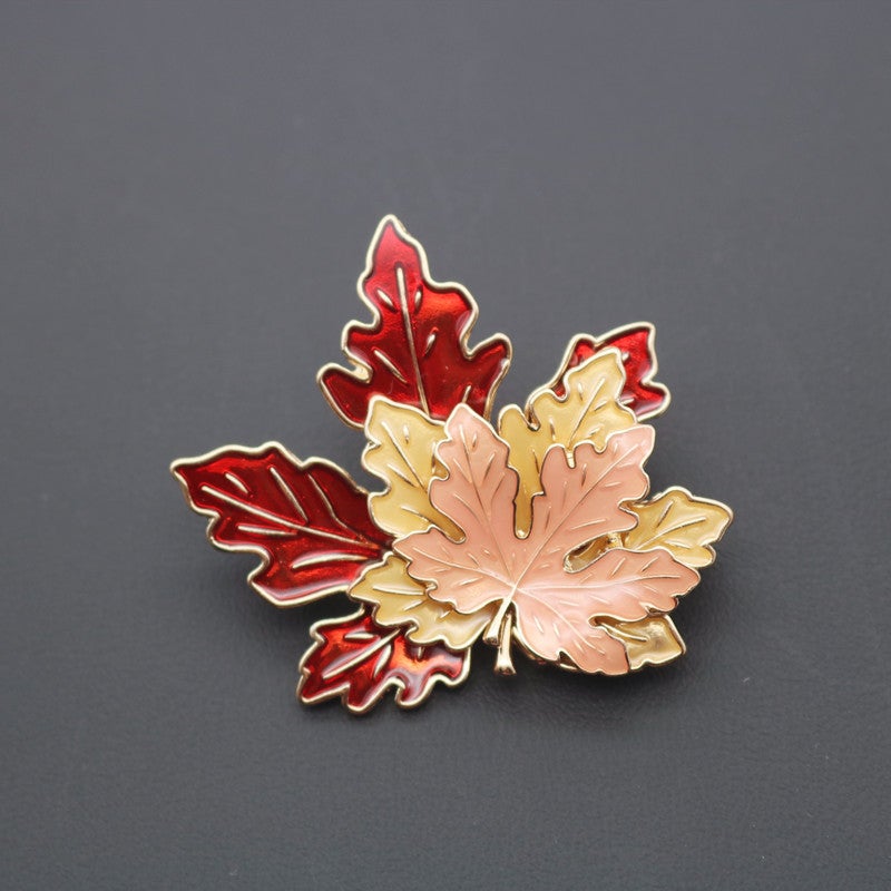 Vintage 3D Maple Leaves Necklaces and Brooch-Necklaces-JEWELRYSHEOWN