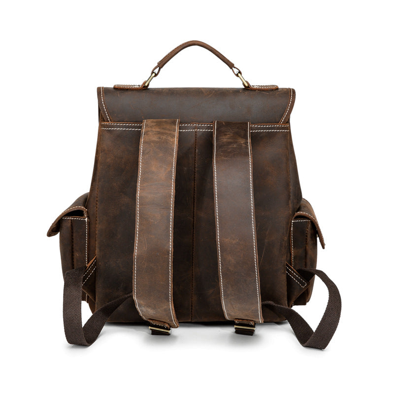 Handmade Cowhide Leather Laptop Backpack-Leather Backpack-Red Brown-Free Shipping Leatheretro
