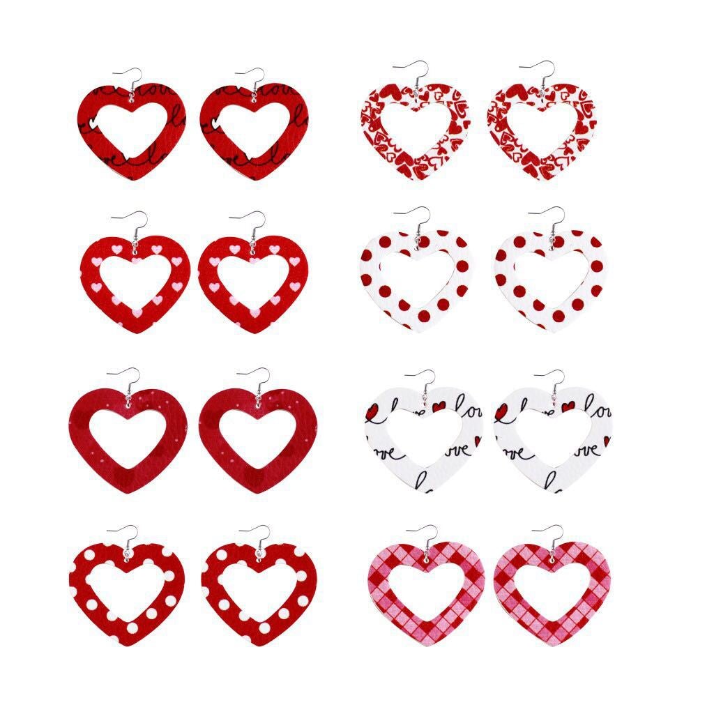 Sweetheart Design Pu Leather Earrings for Women 3pcs/Set-Earrings-JEWELRYSHEOWN