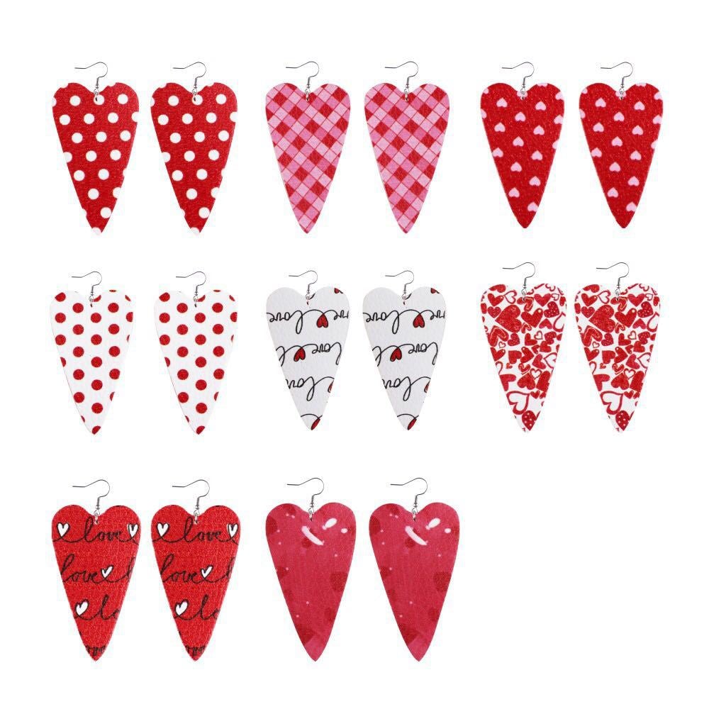 Sweetheart Design Pu Leather Earrings for Women 3pcs/Set-Earrings-JEWELRYSHEOWN