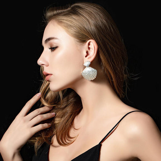 Women Fashion Irregular Fan Shape Earrings-Earrings-JEWELRYSHEOWN