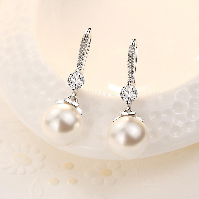 Fashion Floral Beaded Pearl Sterling Silver Fish Hook Earrings-Earrings-JEWELRYSHEOWN