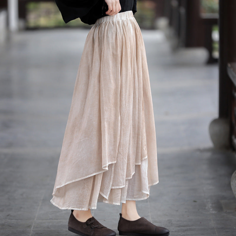 Fairy Irrregular Linen Women Skirts-Long Skirts-JEWELRYSHEOWN