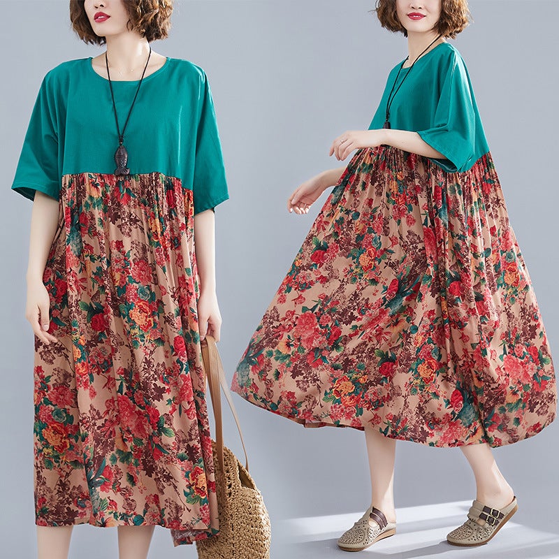 Ethnic Plus Sizes Cozy Linen Summer Maxi Dresses for Women-Dresses-JEWELRYSHEOWN