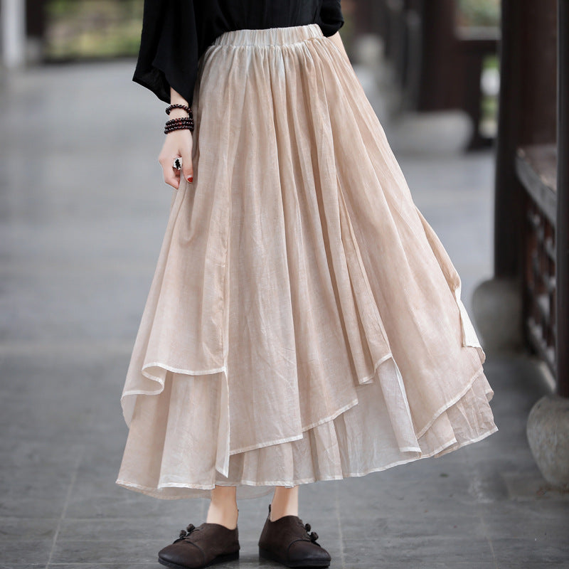 Fairy Irrregular Linen Women Skirts-Long Skirts-JEWELRYSHEOWN
