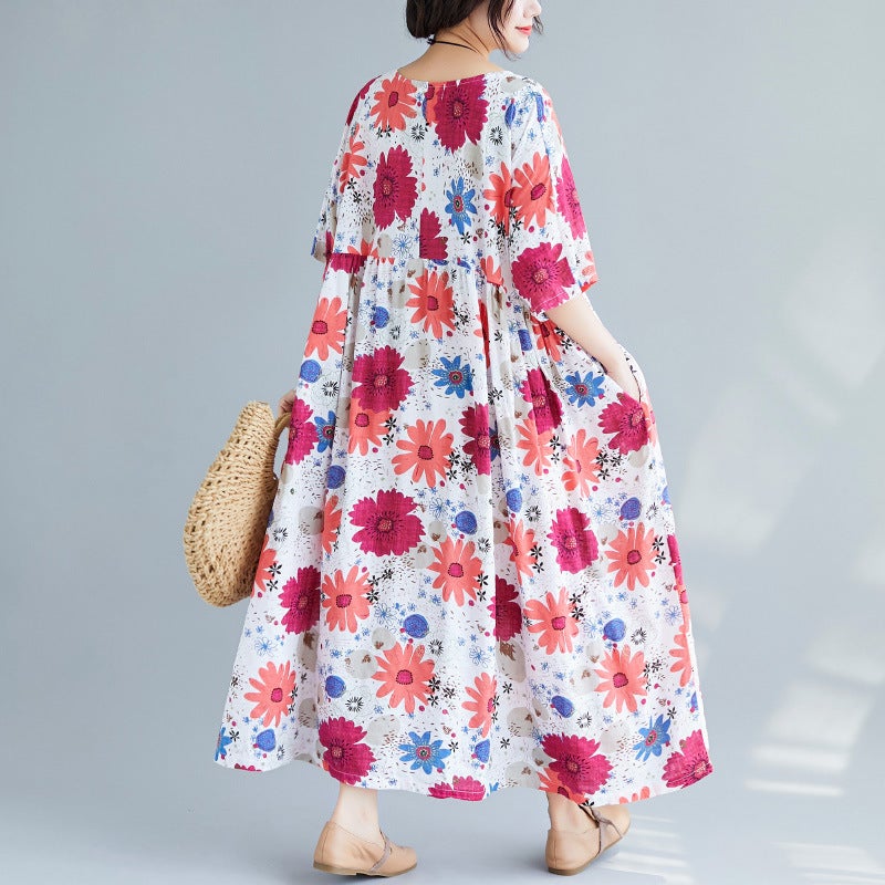 Women Plus Sizes High Waist Summer Dresses-Dresses-JEWELRYSHEOWN