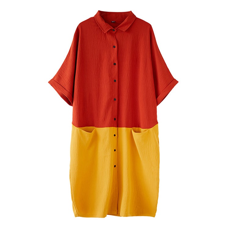 Summer Casual Linen Plus Sizes Midi Shirt Dresses-Dresses-JEWELRYSHEOWN