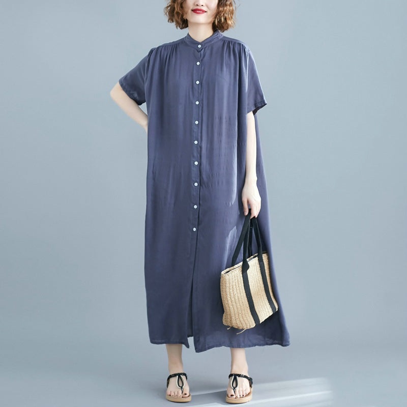 Simple Design Summer Plus Sizes Long Shirt Dresses
