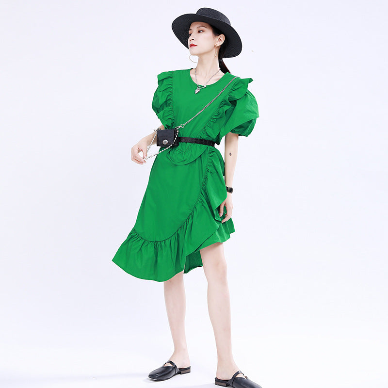 Designed 3D Ruffled Summer Women Short Dresses