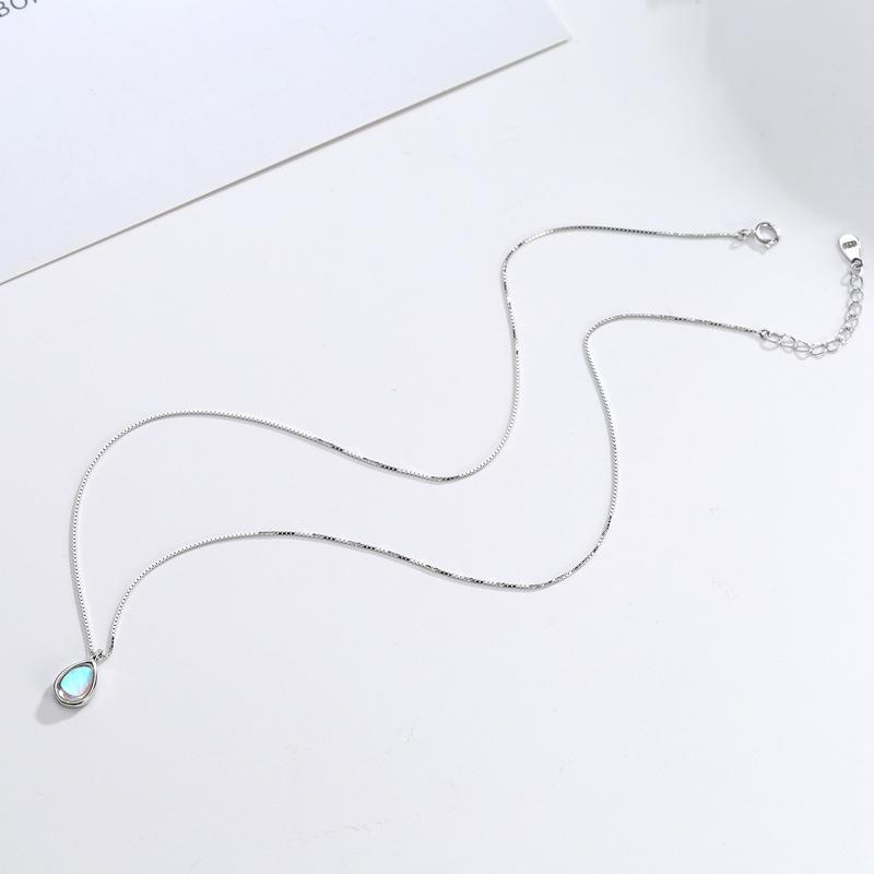 Serling Sliver Warter Drop Pendant Necklace-Necklaces-JEWELRYSHEOWN