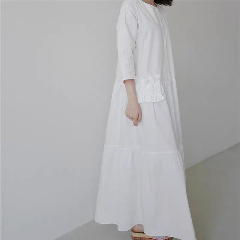 Casual Ruffled Women Long Shirt Dresses-Dresses-JEWELRYSHEOWN
