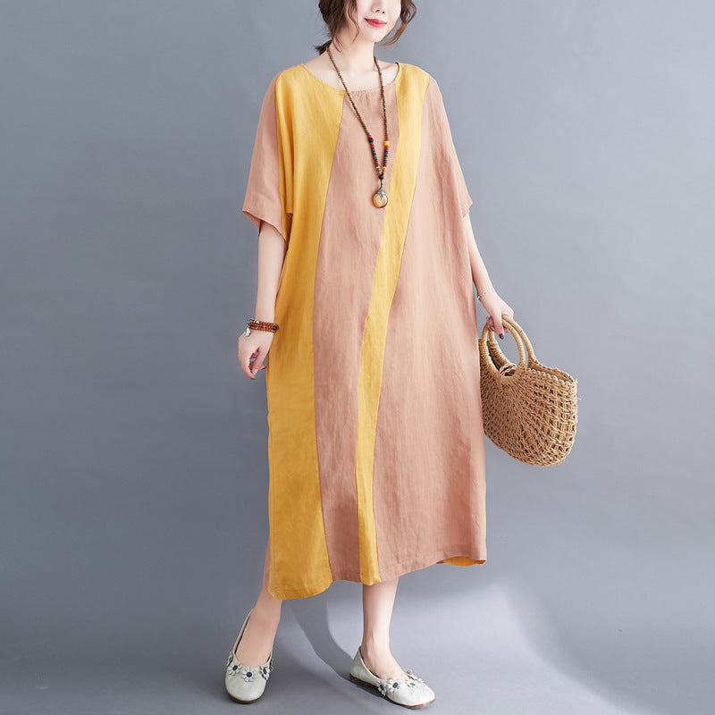 Women Summer Linen Plus Sizes Vintage Dresses-Dresses-JEWELRYSHEOWN
