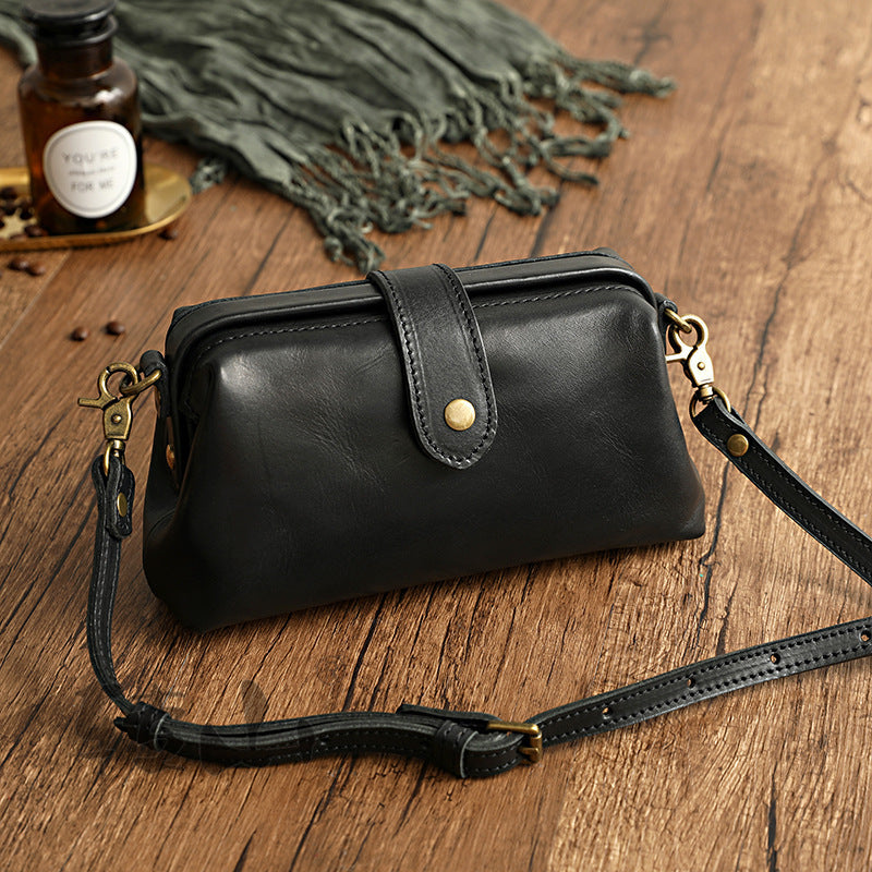 Women Cowhide Leather Small Handbag 1022-Leather Bags for Women-Black-Free Shipping Leatheretro