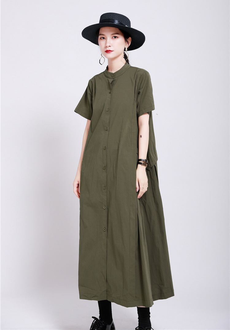 Elegant Linen Short Sleeves Summer Long Dresses
