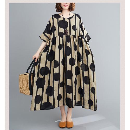 Summer Plus Sizes Floral Print Cozy Dresses-Maxi Dresses-JEWELRYSHEOWN