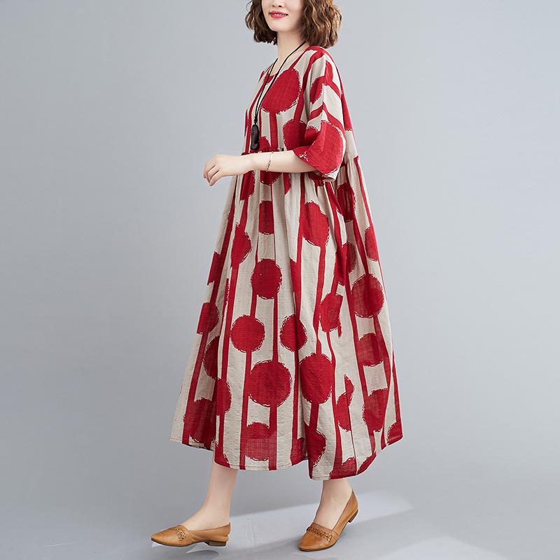 Summer Plus Sizes Floral Print Cozy Dresses-Maxi Dresses-JEWELRYSHEOWN