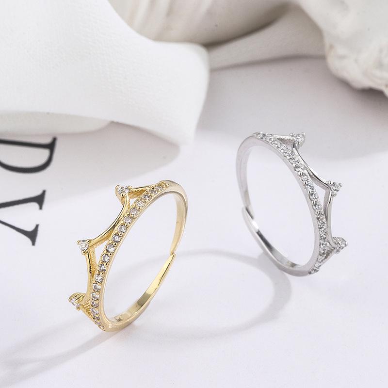 Crown Design Zircon Sterling Silver Rings-Rings-JEWELRYSHEOWN