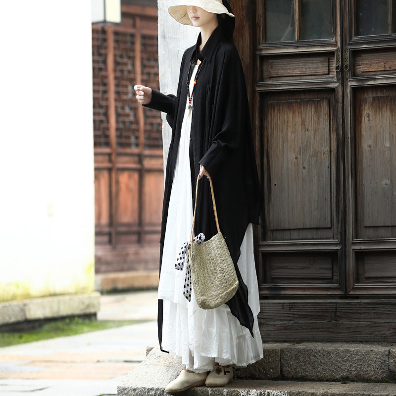 Simple Design Linen Long Shirts and Sun Dress-Dresses-JEWELRYSHEOWN