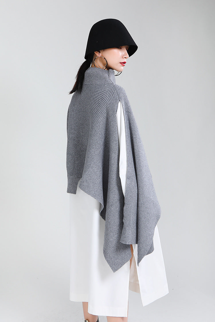 Designed Batwing Pullover Irregular Knitted Sweaters