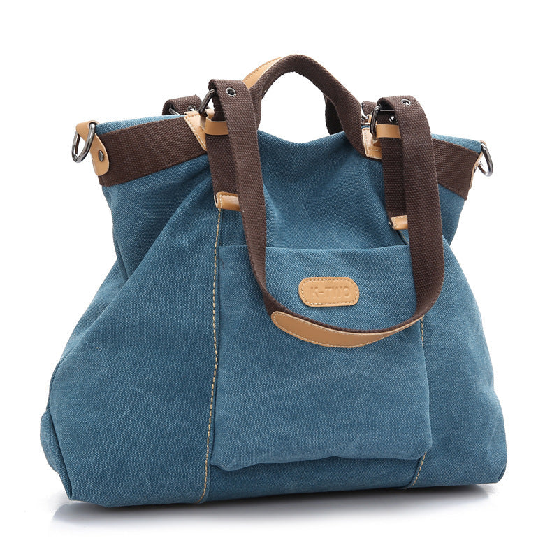 Canvas Large Tote Handbags for Women K995-Handbags-Blue-Free Shipping Leatheretro