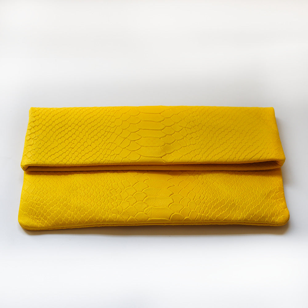 Casual Sheepskin Leather Envelope Clutch Bag for Women C913-Handbag & Wallet Accessories-Yellow-Free Shipping Leatheretro