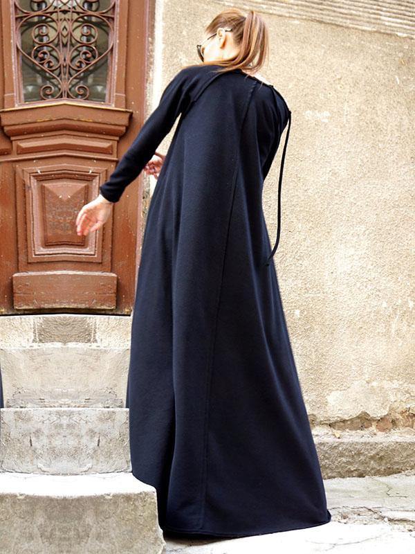 Split-Joint Long Sleeves Zipper Maxi Dress-Maxi Dress-JEWELRYSHEOWN