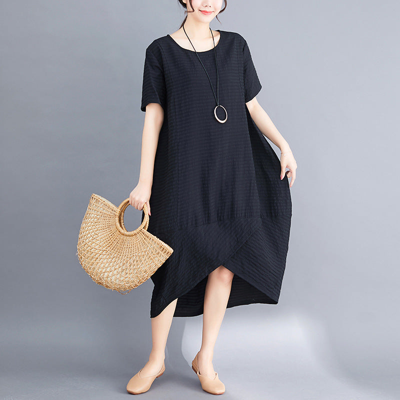 Ethnic Linen Plus Sizes Irregular Vintage Cozy Dresses-Dresses-JEWELRYSHEOWN
