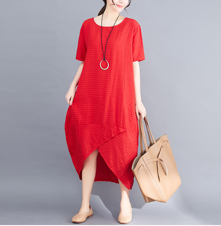 Ethnic Linen Plus Sizes Irregular Vintage Cozy Dresses-Dresses-JEWELRYSHEOWN