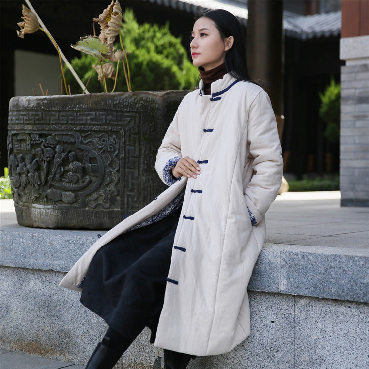 Vintage Cotton Winter Long Overcoats for Women