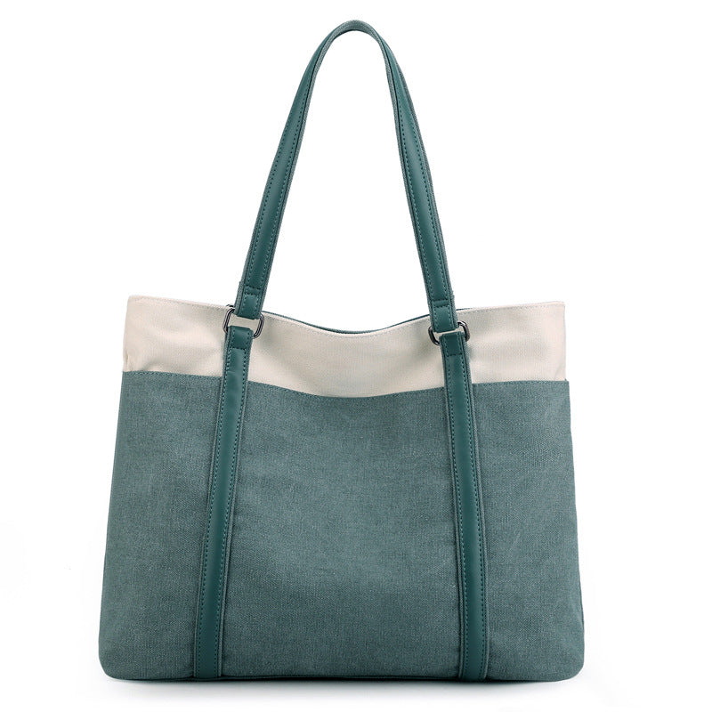 Women Lager Canvas Tote Handbags for Traveling K1901-Handbags-Green-Free Shipping Leatheretro