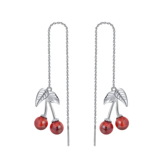 Fashion Sterling Sliver Garnet Earrings for Women-Earrings-JEWELRYSHEOWN