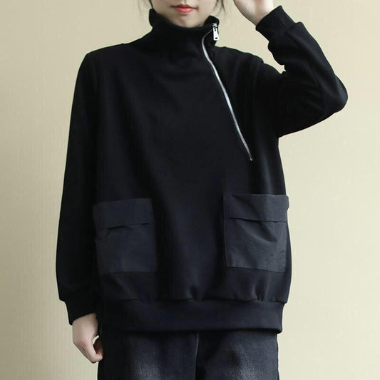 Black Plus Sizes Warm Long Sleeves Casual Hoodies-JEWELRYSHEOWN
