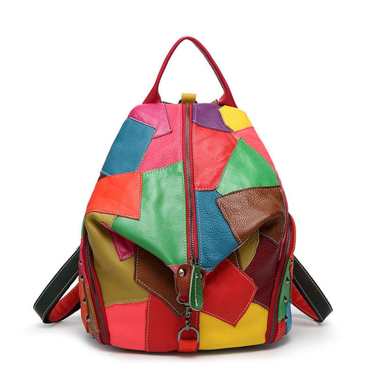 Colorful Leather Backpack for Women