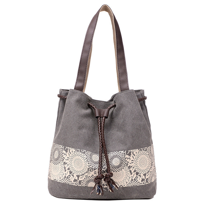 Boho Drawstring Canvas Handbags for Women 1116-Handbags-Grey-Free Shipping Leatheretro