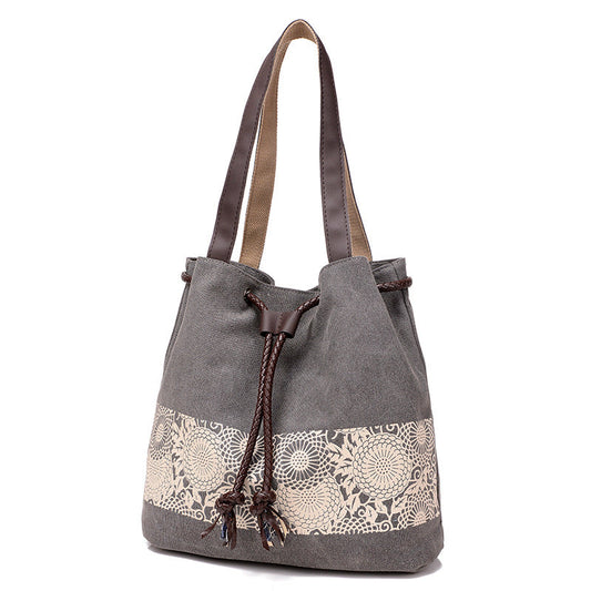 Boho Drawstring Canvas Handbags for Women 1116-Handbags-Black-Free Shipping Leatheretro