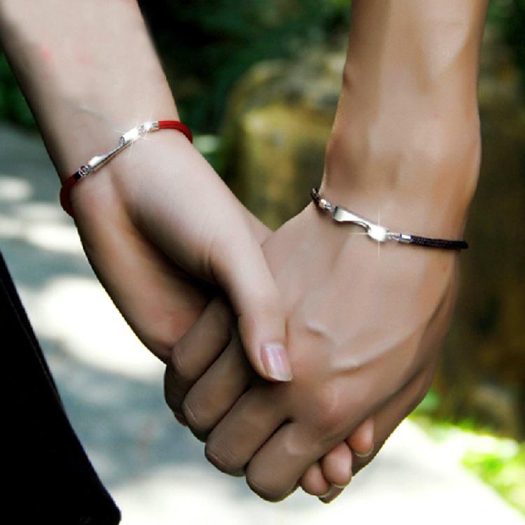 Heart Shape Designed Romatic Couple Silver Bracelets-Bracelets-JEWELRYSHEOWN