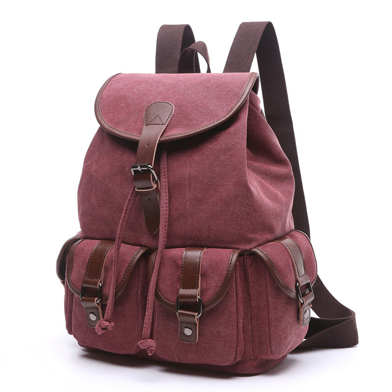 Outdoor Canvas Ruchsack Backpack for Women 8092-Backpacks-Red-Free Shipping Leatheretro