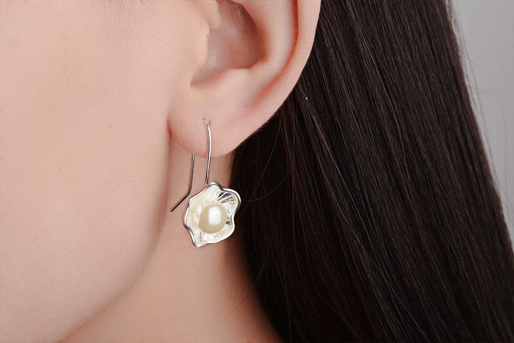 Ethnic Lotus Pearl Design Women Earrings-Earrings-JEWELRYSHEOWN