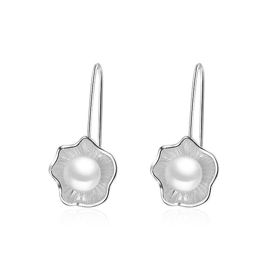 Ethnic Lotus Pearl Design Women Earrings-Earrings-JEWELRYSHEOWN