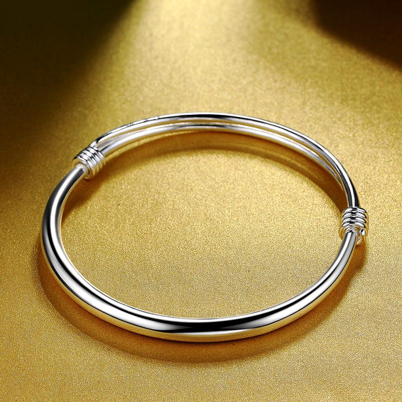 Fashion Shiny Adjustable End Sterling Sliver Bracelet for Mother-Bracelets-JEWELRYSHEOWN