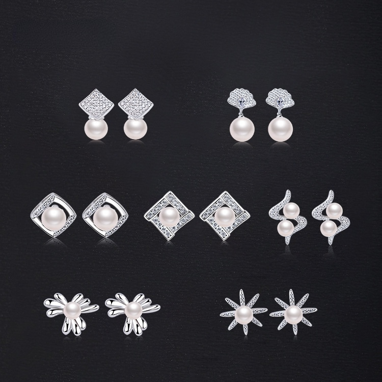 Desined Pearl Sterling Silver Earrings Studs for Women-Earrings-JEWELRYSHEOWN