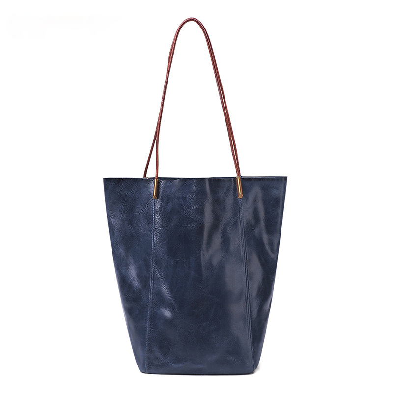 Women Leather 2pcs Set Shoulder Tote Handbags W8734-Leather Women Bags-Blue-Free Shipping Leatheretro