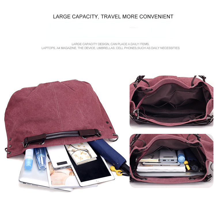 Fashion Canvas Tote Handbags for Women 937-Handbags-Red-Free Shipping Leatheretro