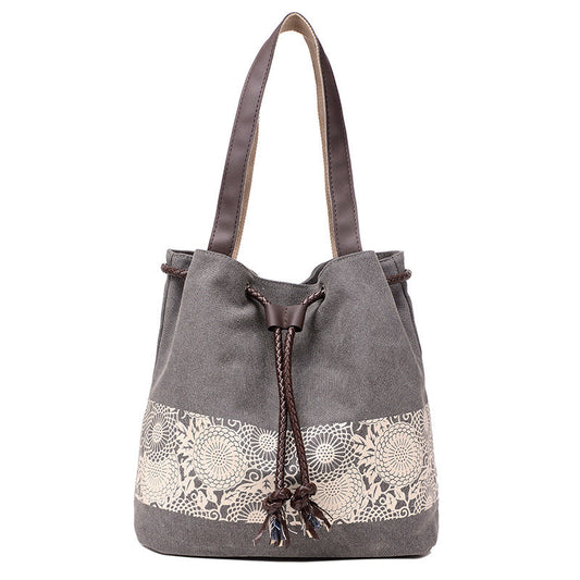 Boho Drawstring Canvas Handbags for Women 1116-Handbags-Black-Free Shipping Leatheretro